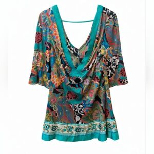 Hale Bob Beautiful Printed Blouse Top, Size Large
